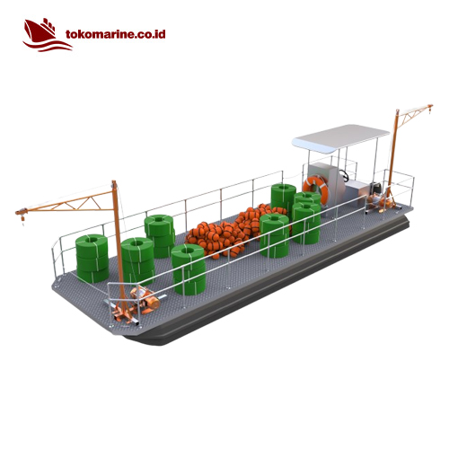 PLATFORM PONTOON BOAT WITH CRANE - PANJANG 8 METER 2 PLATFORM PONTOON BOAT WITH CRANE - PANJANG 8 METER - Image 2
