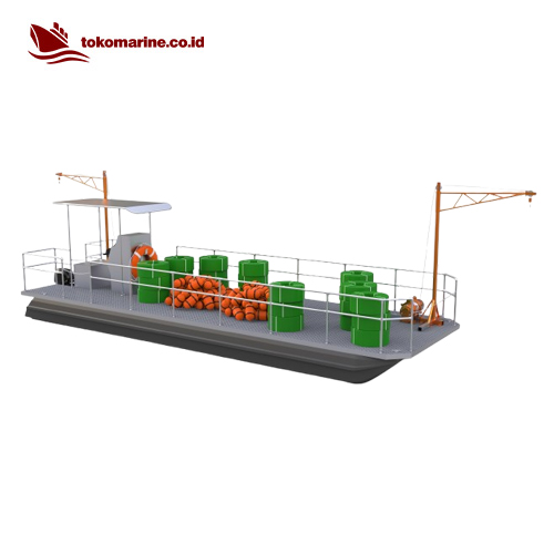 PLATFORM PONTOON BOAT WITH CRANE - PANJANG 8 METER 4 PLATFORM PONTOON BOAT WITH CRANE - PANJANG 8 METER - Image 4