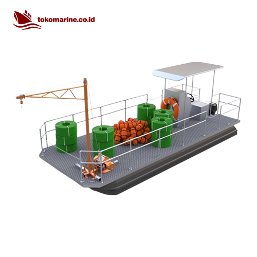PLATFORM PONTOON BOAT WITH CRANE - PANJANG 6 METER 2 PLATFORM PONTOON BOAT WITH CRANE - PANJANG 6 METER - Image 2