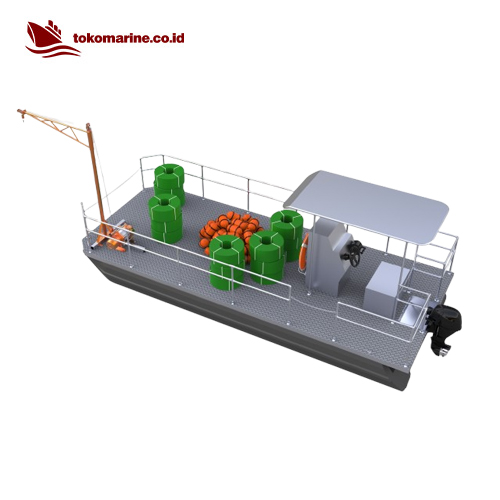 PLATFORM PONTOON BOAT WITH CRANE - PANJANG 6 METER 3 PLATFORM PONTOON BOAT WITH CRANE - PANJANG 6 METER - Image 3