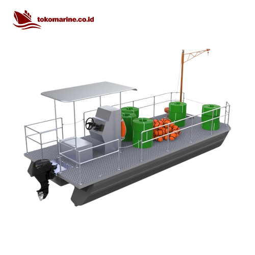 PLATFORM PONTOON BOAT WITH CRANE - PANJANG 6 METER 4 PLATFORM PONTOON BOAT WITH CRANE - PANJANG 6 METER - Image 4