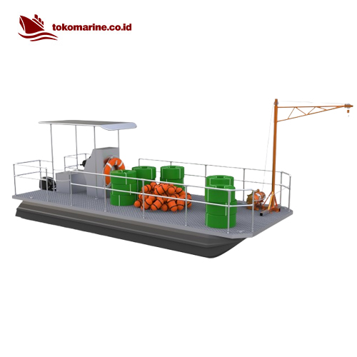 PLATFORM PONTOON BOAT WITH CRANE - PANJANG 6 METER 5 PLATFORM PONTOON BOAT WITH CRANE - PANJANG 6 METER - Image 5