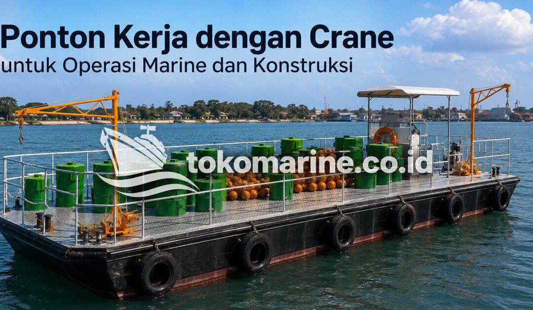 Ponton Kerja dengan Crane untuk Operasi Marine dan Konstruksi