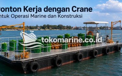 Ponton Kerja dengan Crane untuk Operasi Marine dan Konstruksi